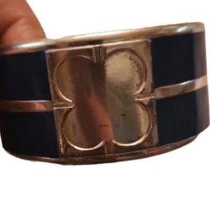 Blue and silver vintage Bangle bracelet 80s